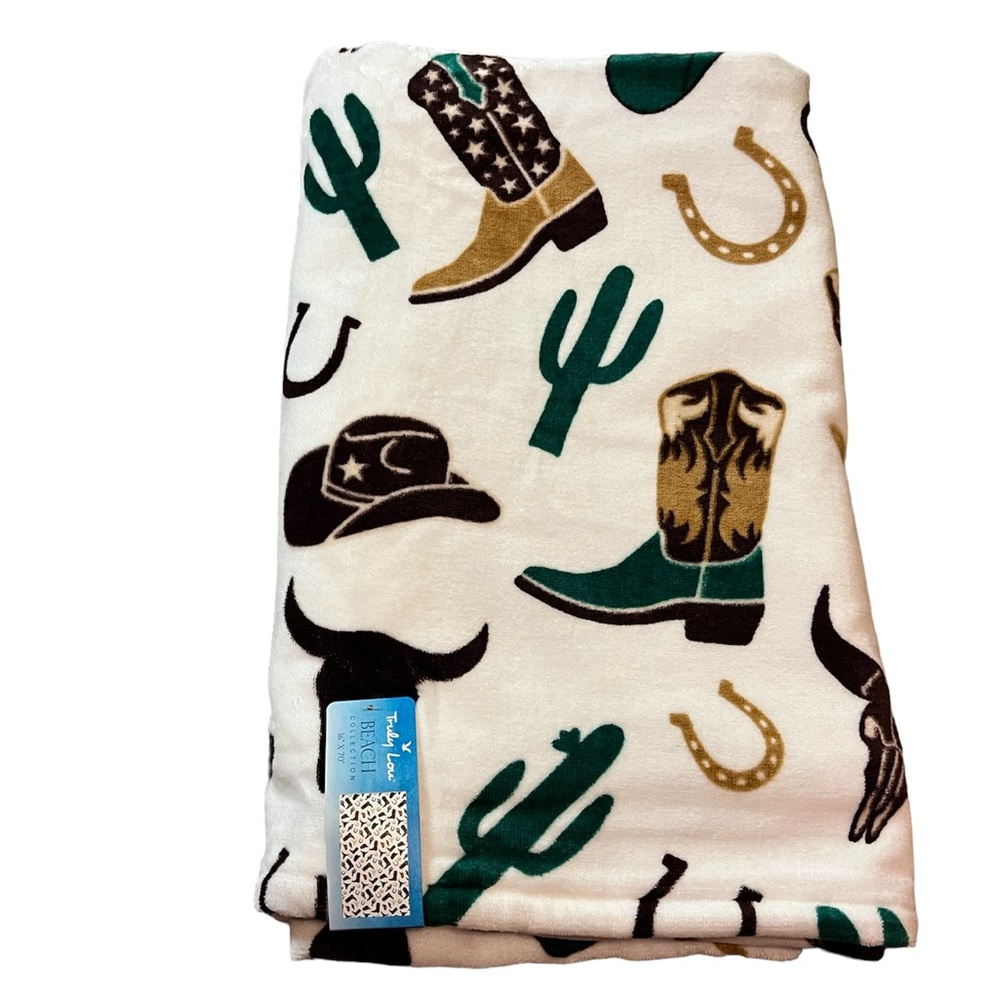 🆕 Truly Lou Western Cowboy Beach Towel Oversized VIRAL